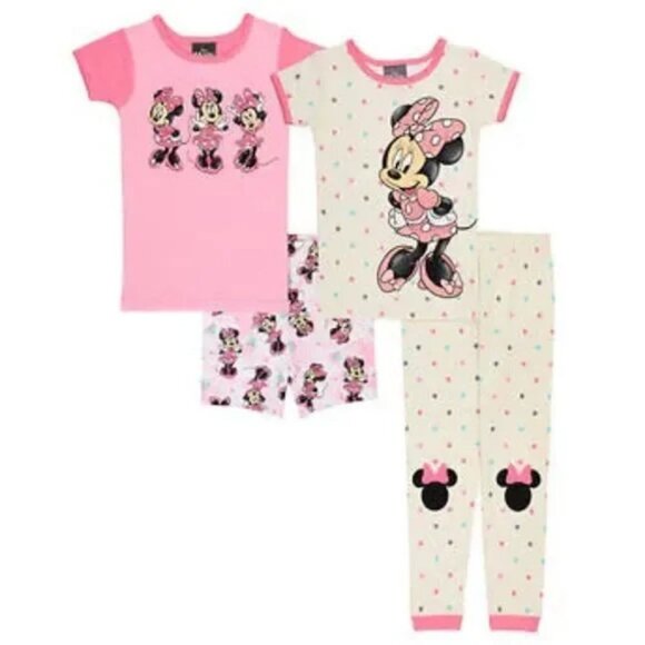 NWT - Disney Minnie Mouse  Kids' 4-piece Cotton Pajamas - Size 4T - Picture 1 of 5
